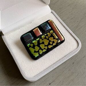 Geometric Vibrant Multicolor Rectangular Brooch Pin for Europe  Artsy Boho
